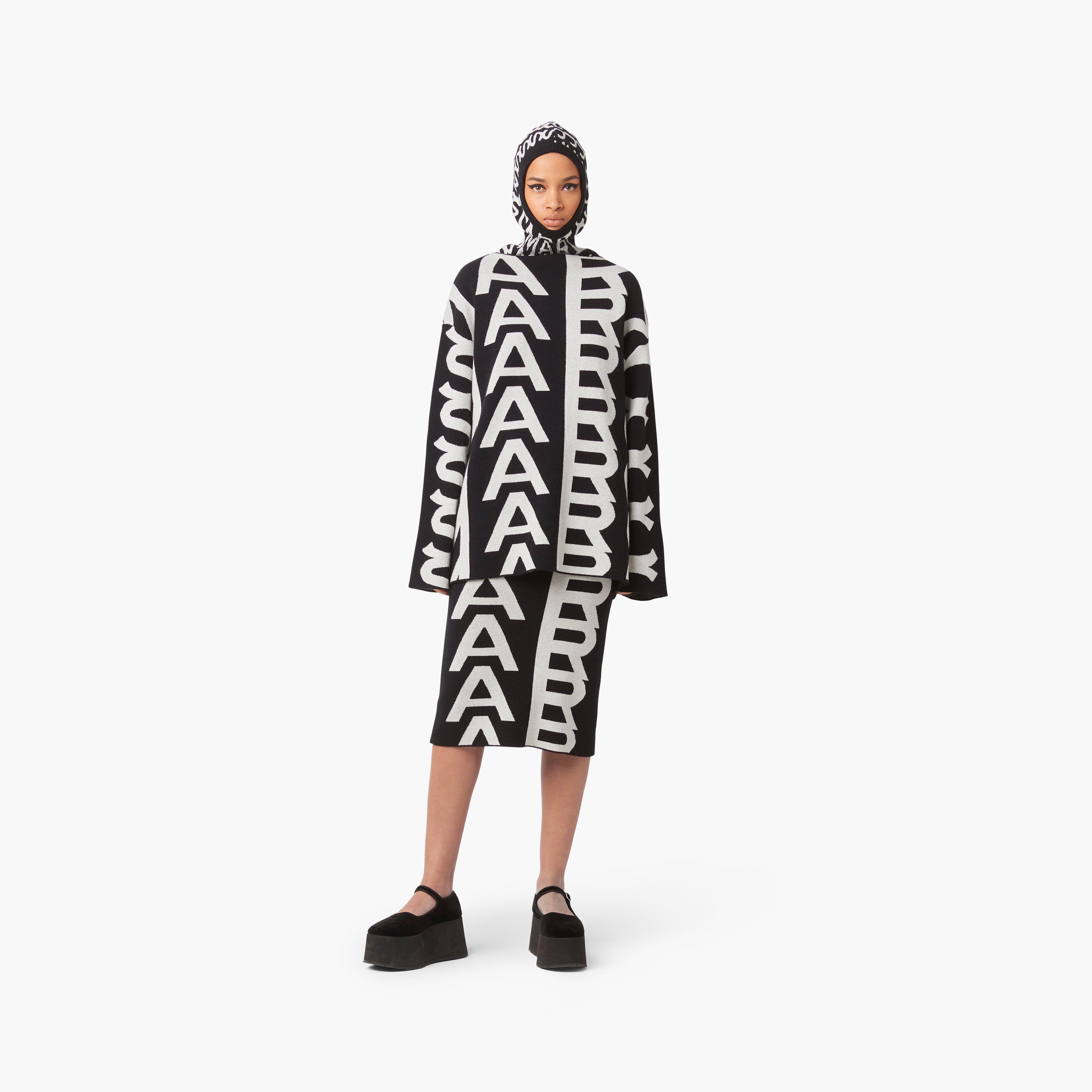 The Monogram Knit Tube Skirt - BLACK/IVORY--Alternate view