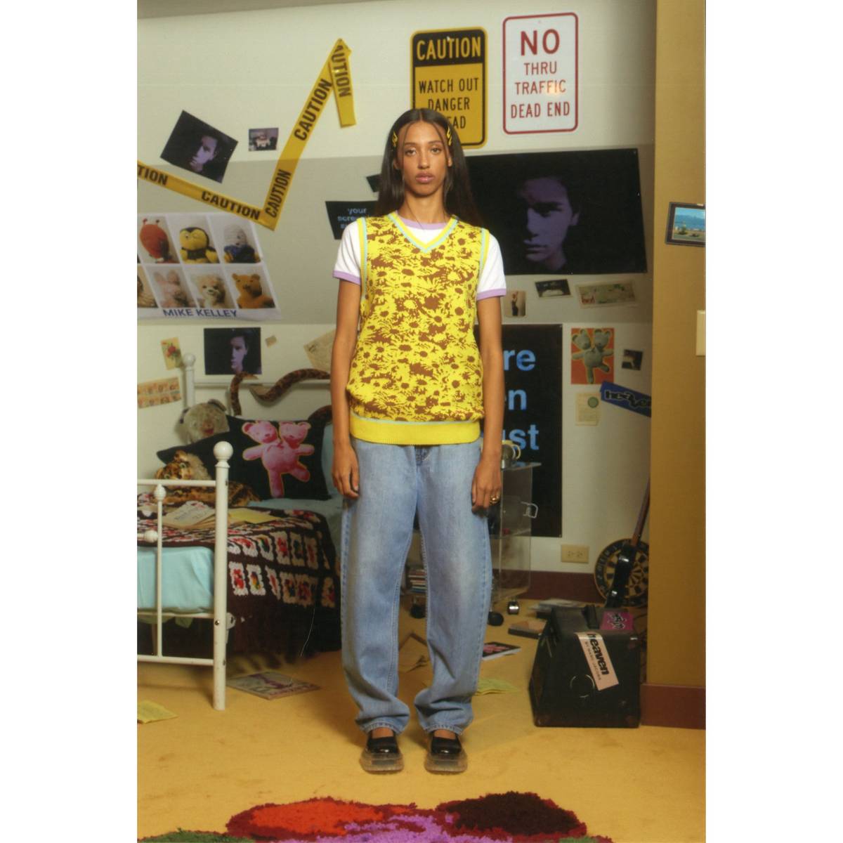 Image of MARC JACOBS Women's Techno Floral Vest in Yellow, Size Large