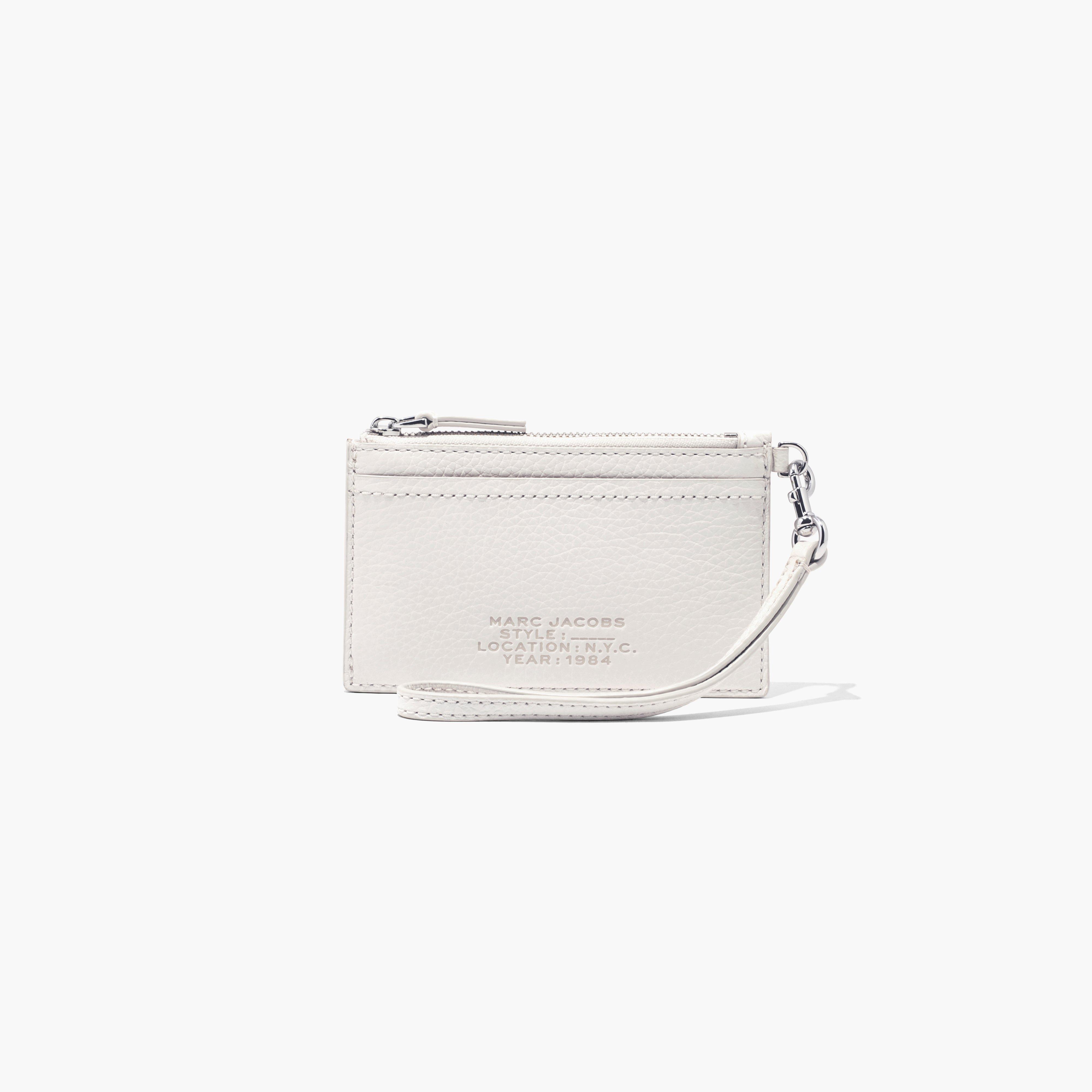 The Leather Top Zip Wristlet - COTTON