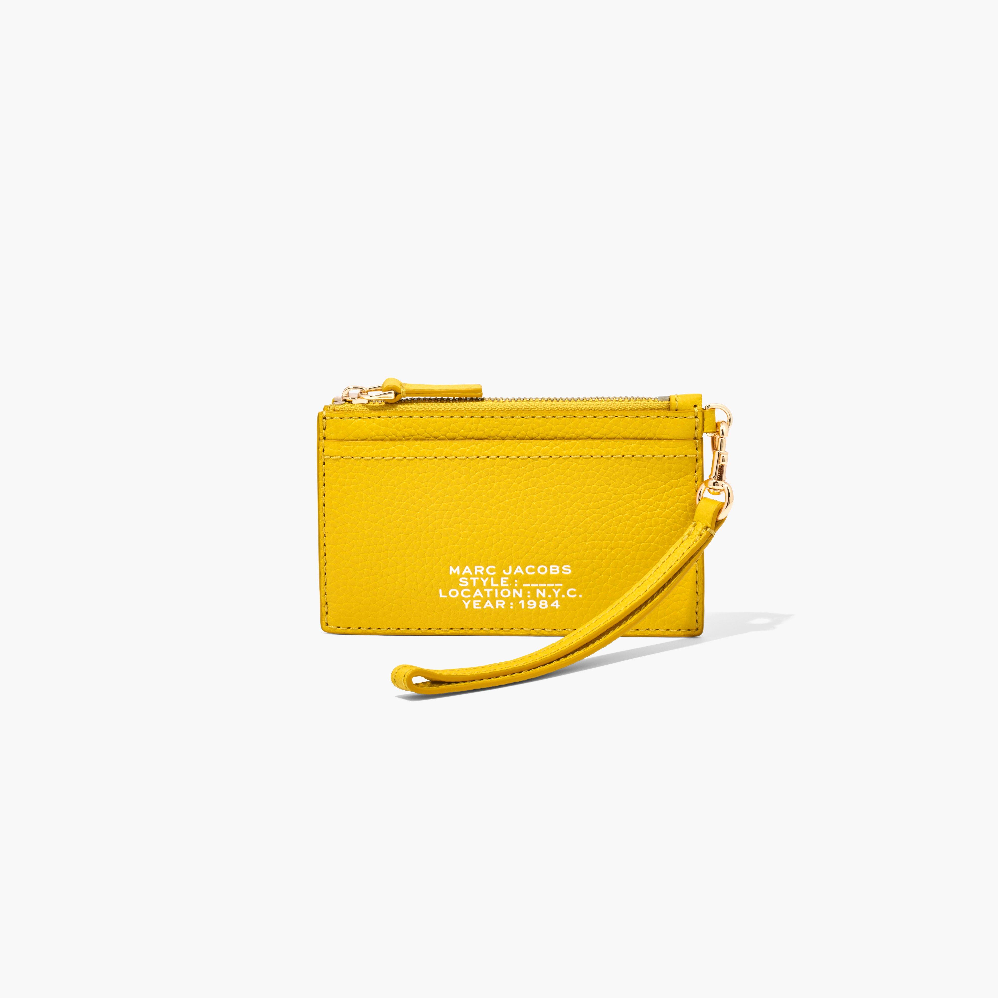 The Leather Top Zip Wristlet - SUN