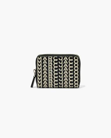 Marc by Marc jacobs The Monogram Leather Zip Around Wallet,BLACK/WHITE