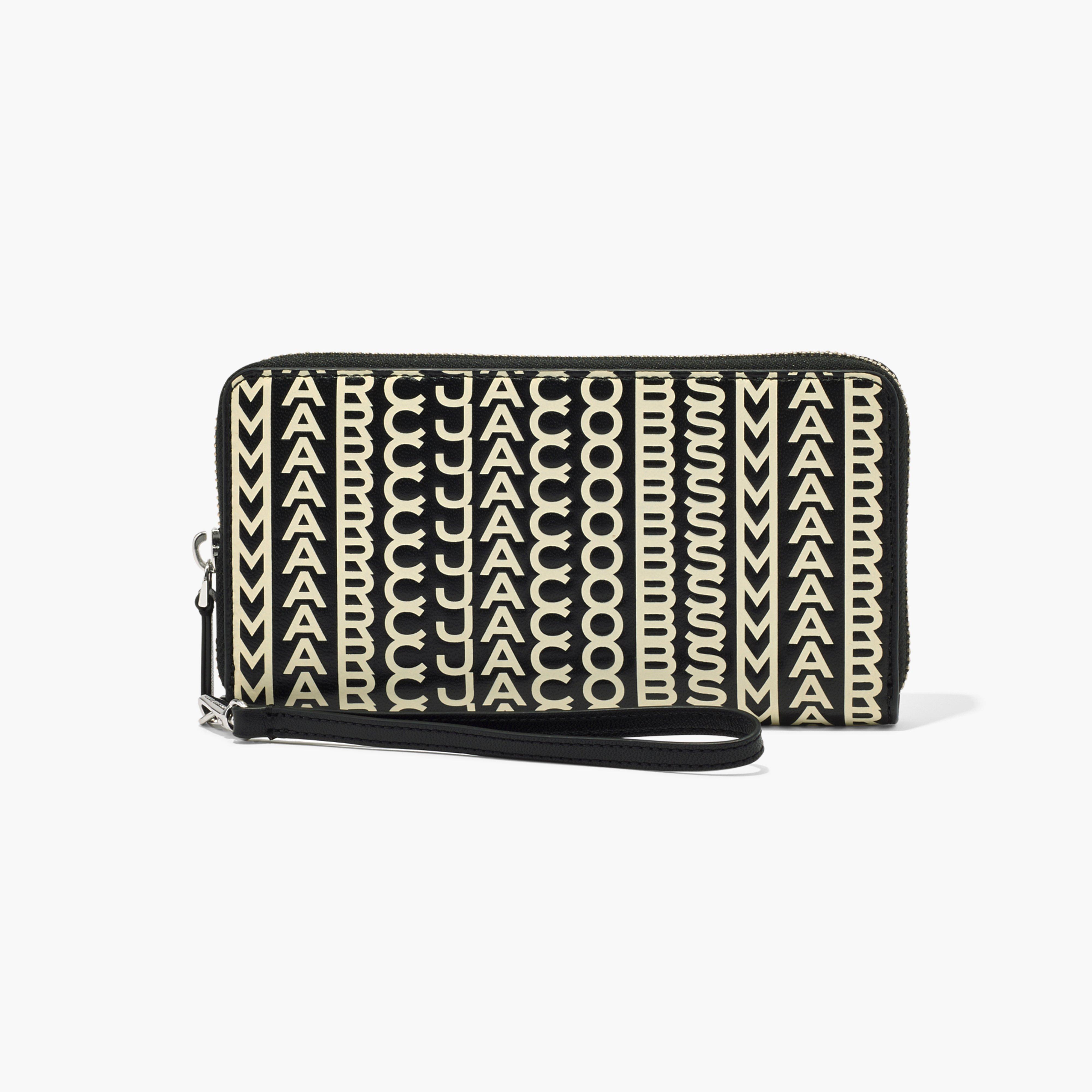 The Monogram Leather Continental Wristlet Wallet - BLACK/WHITE