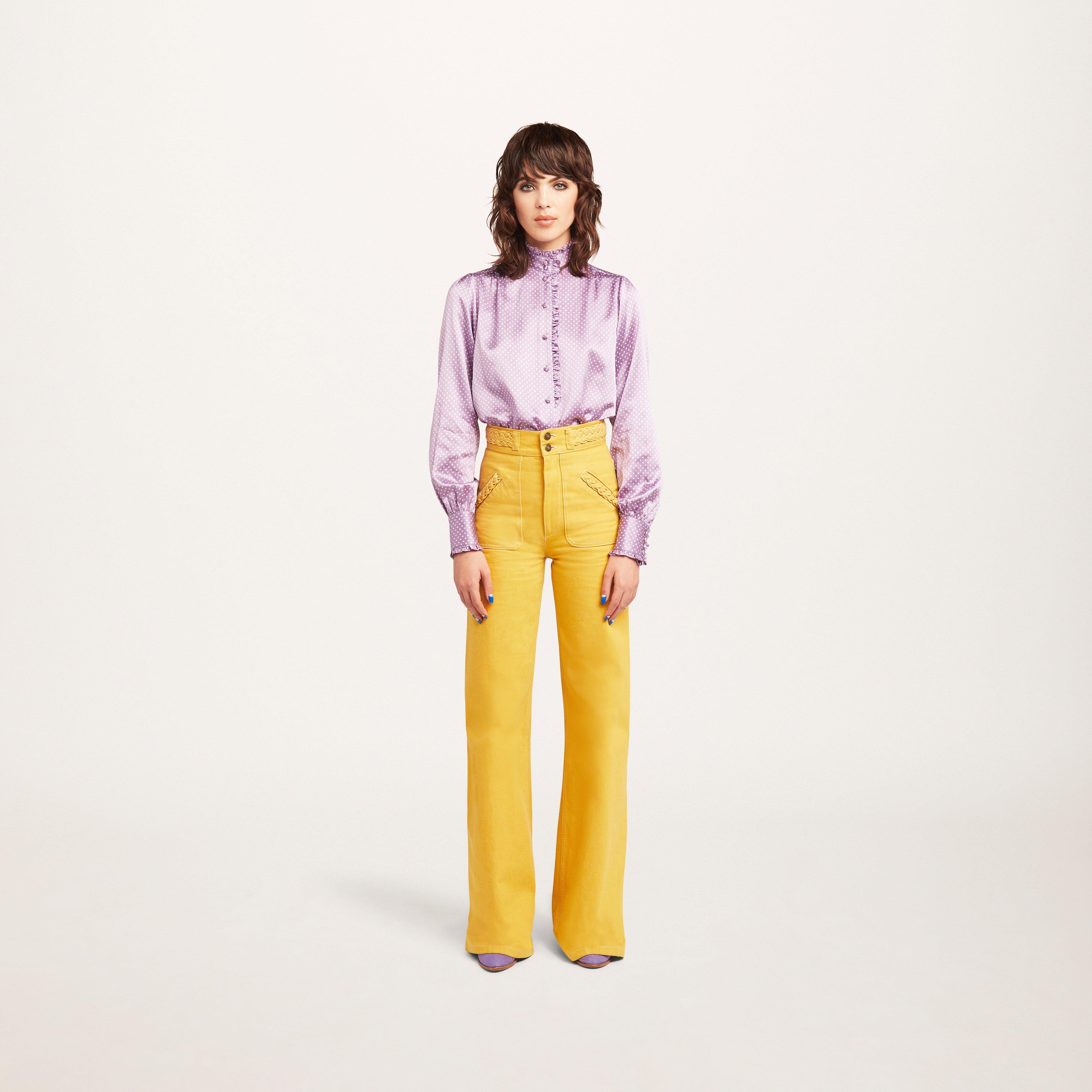 Flared Jean With Braided Waist and Pocket Trim--Alternate view