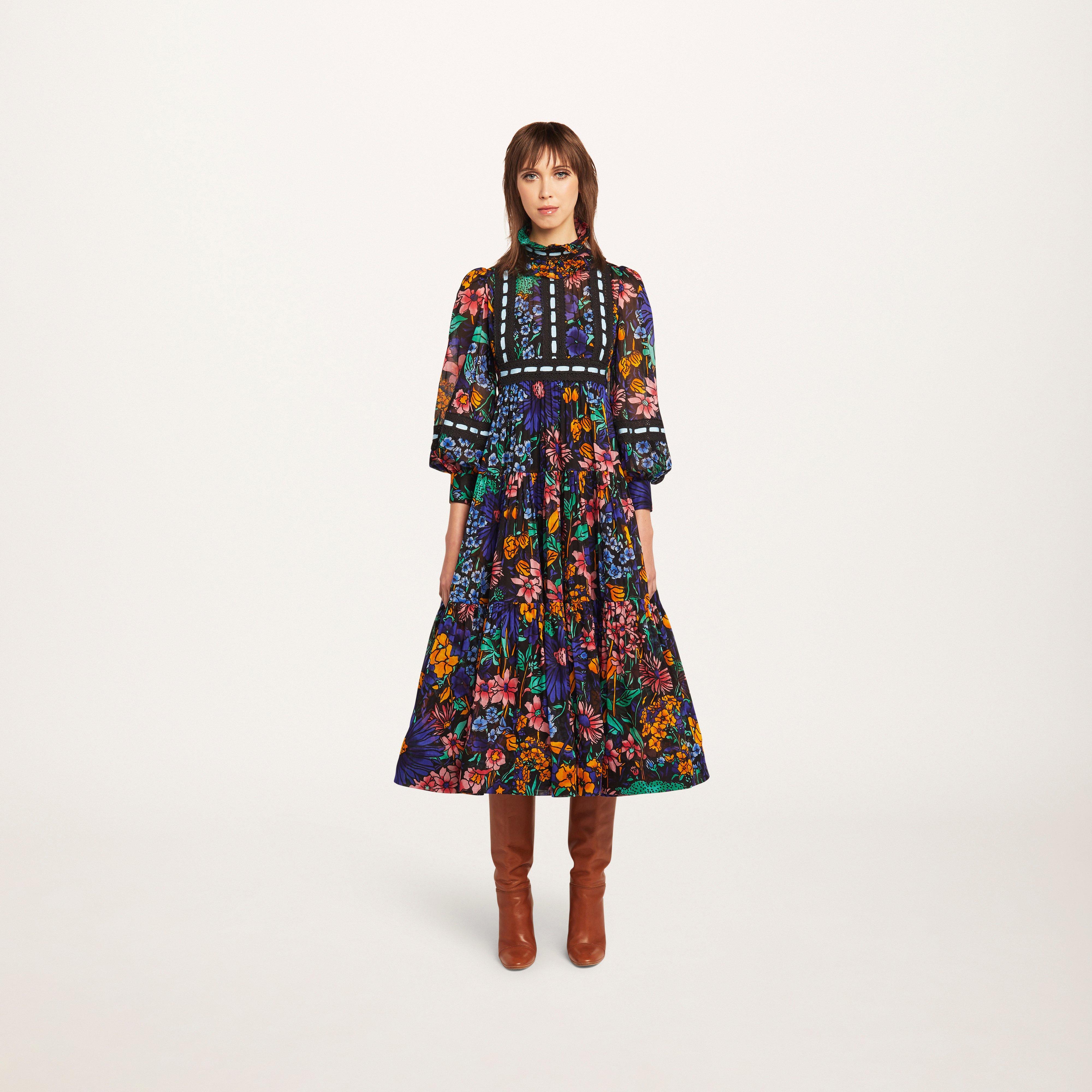 Voile Tiered Prairie Dress With Lace Inserts--Alternate view