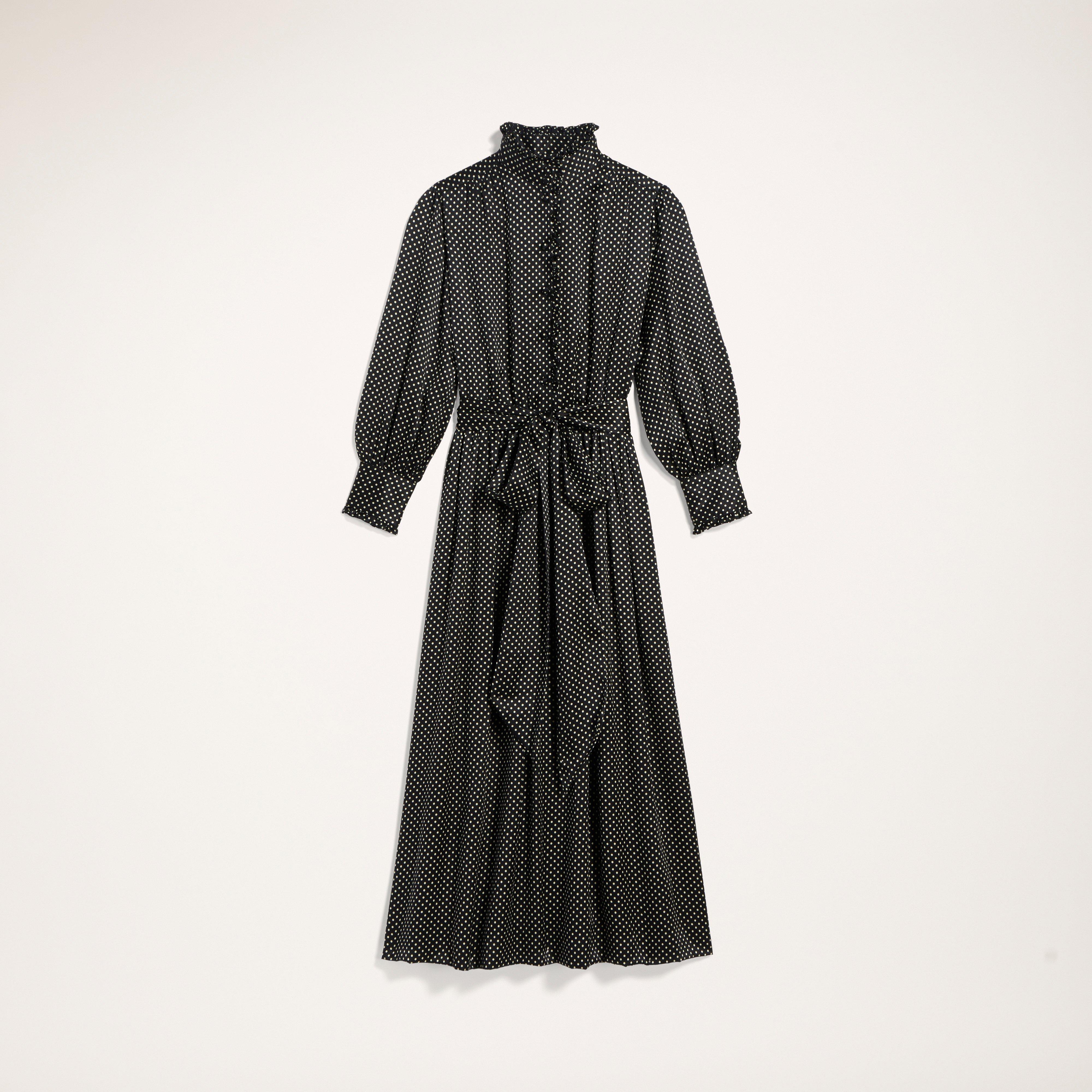 Dress With Ruffle At Collar and Cuffs And Self Belt