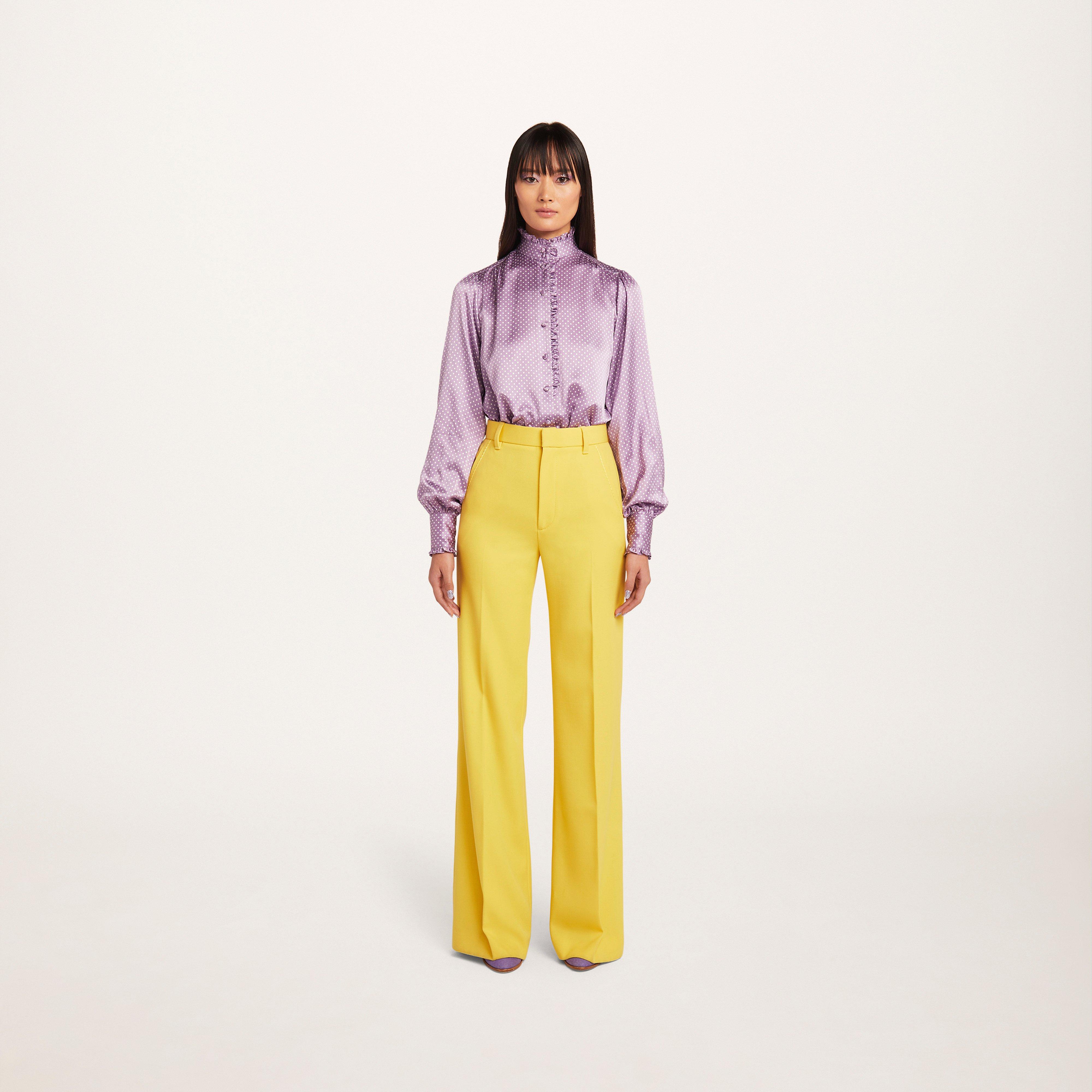 Spot Blouse With Ruffle At Collar and Cuffs--Alternate view