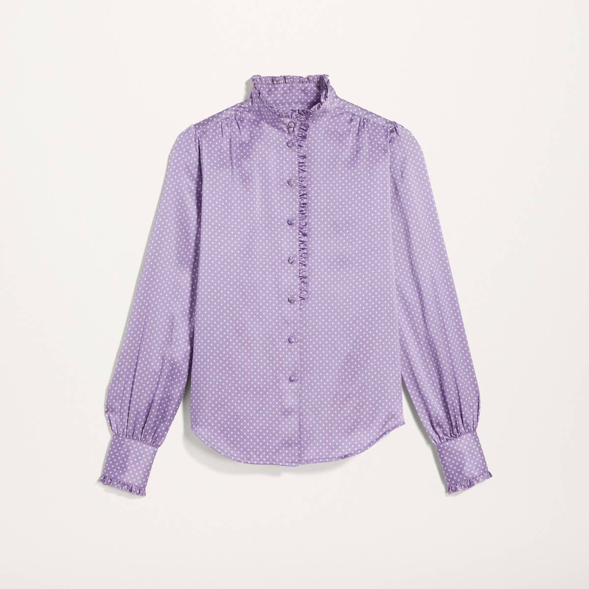 Image of MARC JACOBS Women's Spot Blouse With Ruffle At Collar and Cuffs in Lilac, Size