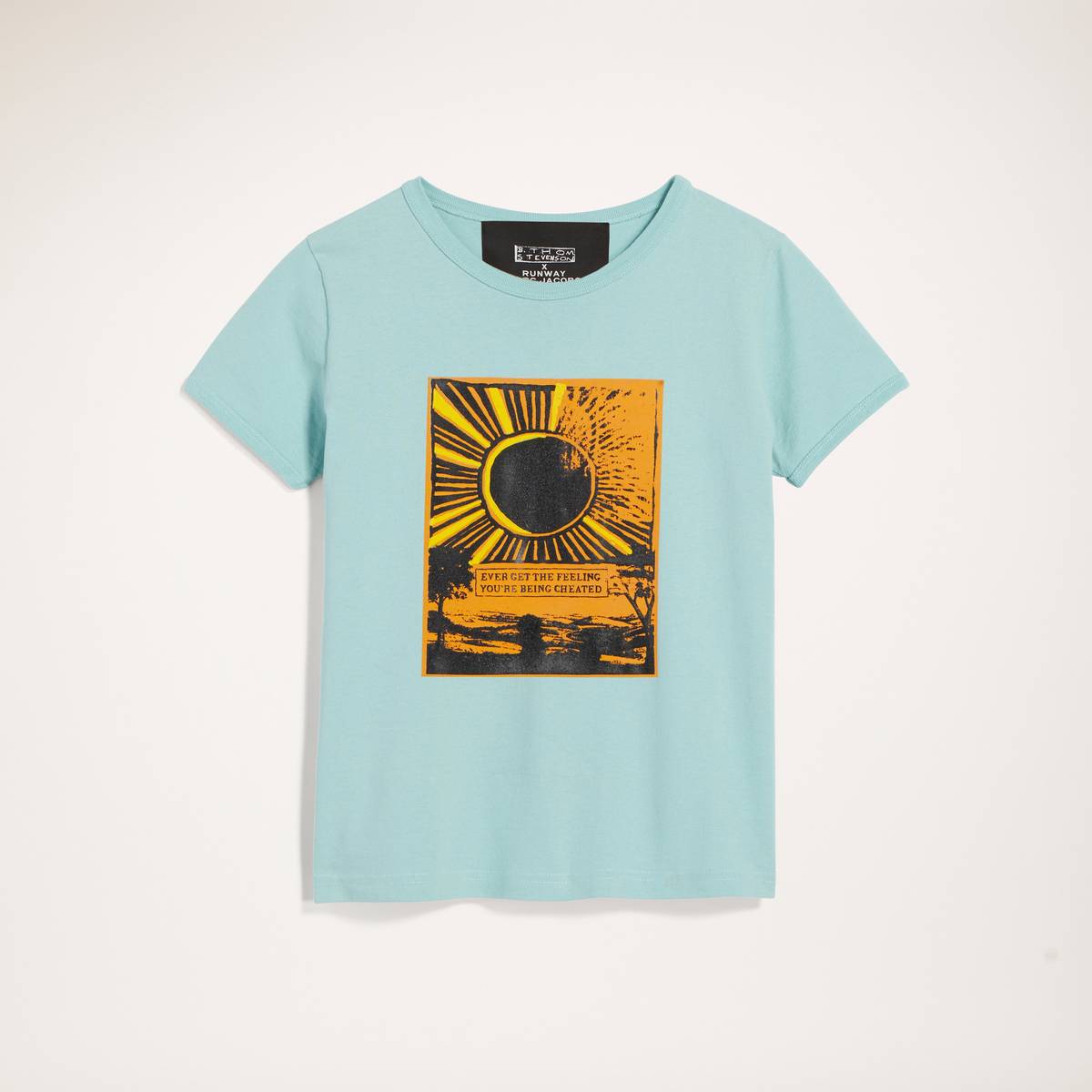 Image of MARC JACOBS Women's Graphic Cap-Sleeve T-Shirt in Pale Aqua, Size Large