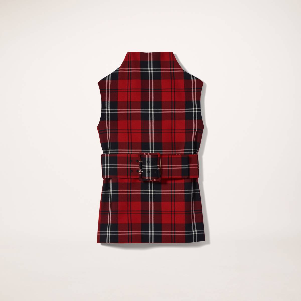 Image of MARC JACOBS Women's Tartan Sleeveless Top With Belt in Red Multi, Size