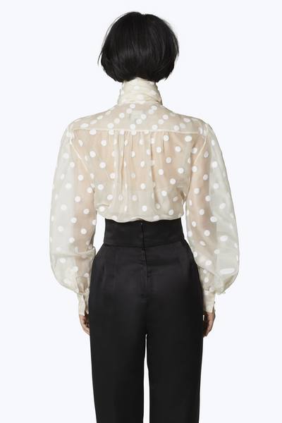 Dot Organza Bow Blouse-Alternate view