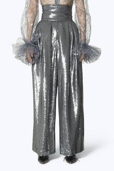 Micro-Sequin Dress Pants