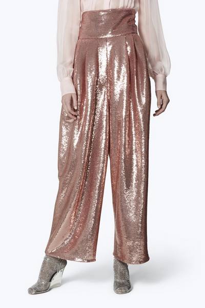Micro-Sequin Dress Pants