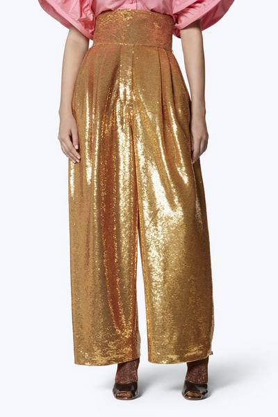 Micro-Sequin Dress Pants