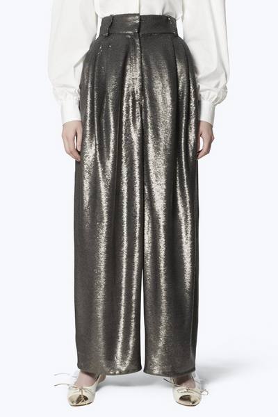 Matte Micro-Sequin Dress Pants
