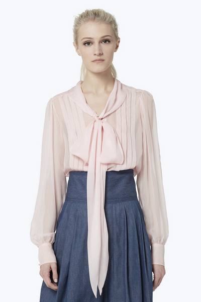 Pleated Silk Blouse