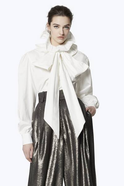 High Collar Cotton Blouse