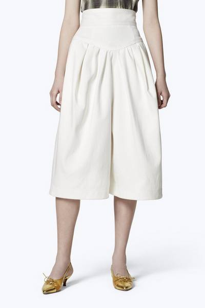 High-Waist Denim Culotte Shorts