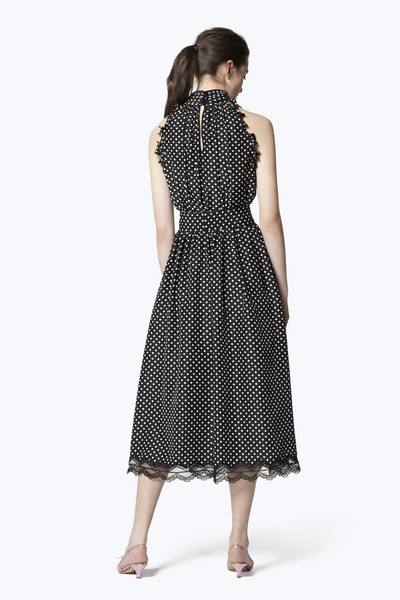 Dot Silk Sleeveless Midi Dress-Alternate view