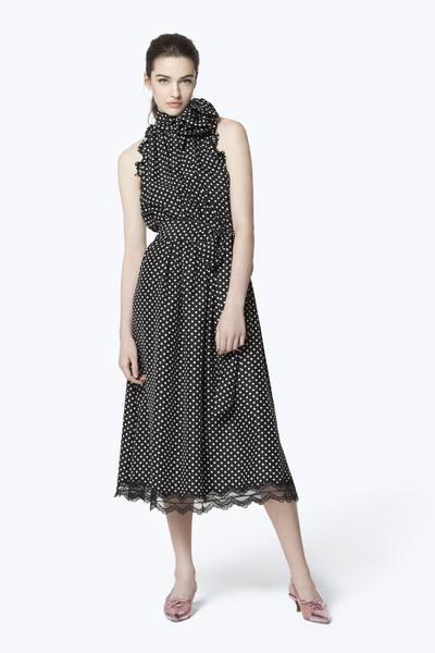 Dot Silk Sleeveless Midi Dress