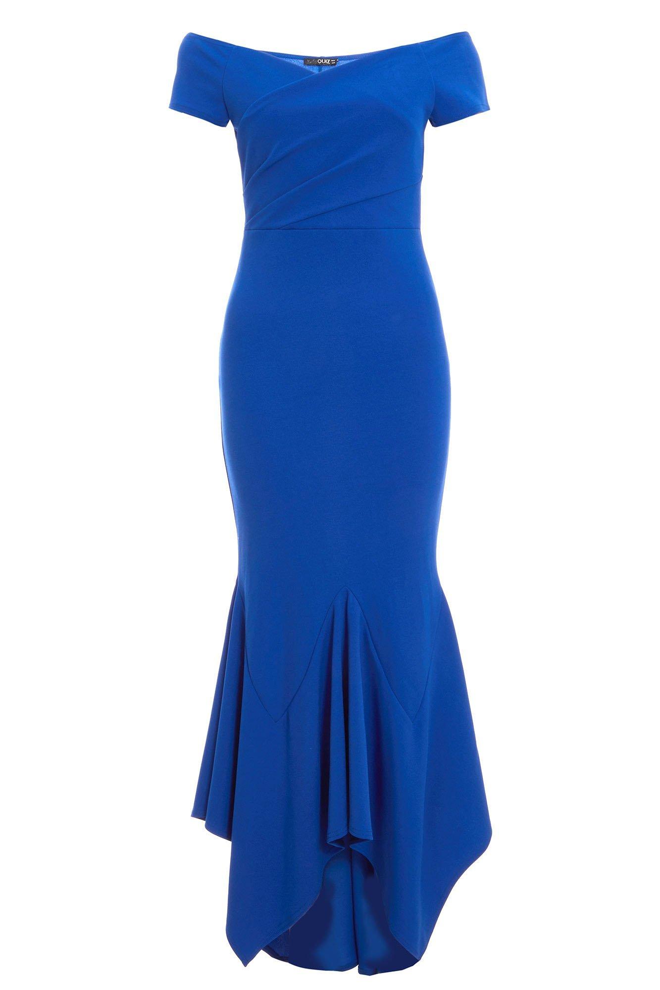 Royal Blue Wrap Bardot Maxi Dress - Quiz Clothing