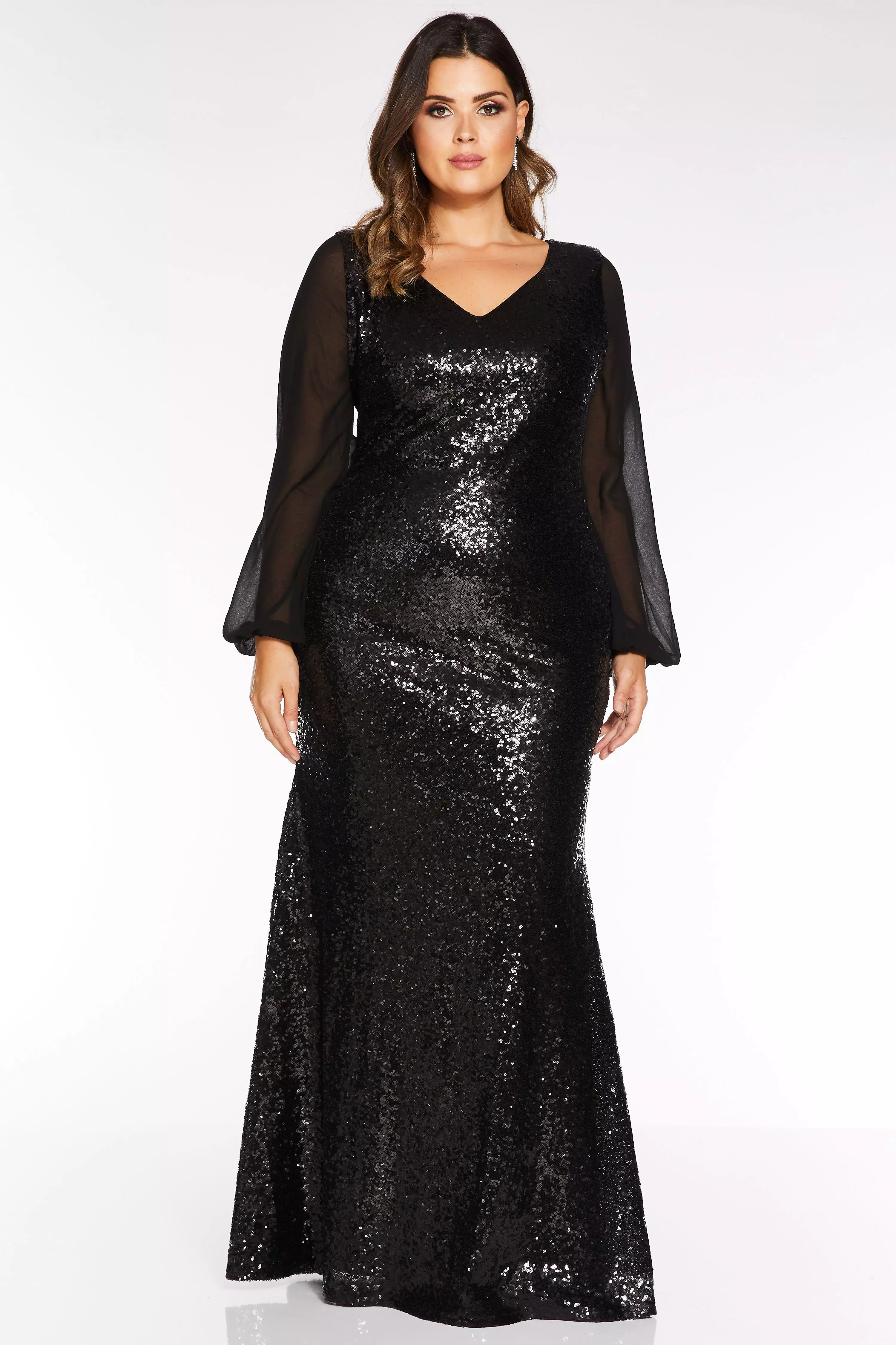 quiz black sequin v neck maxi dress