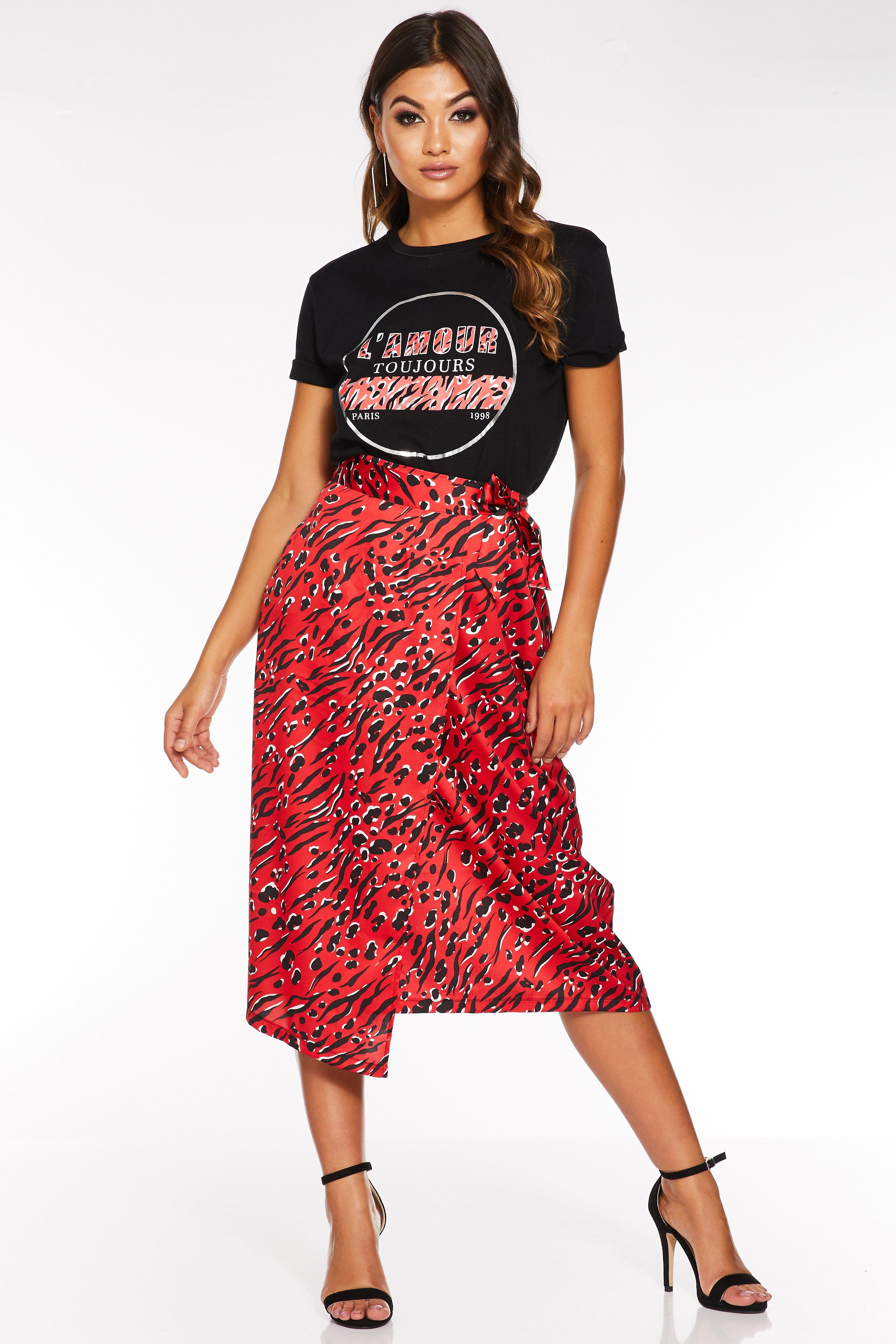 quiz leopard print dress red