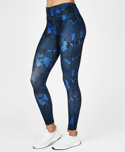 Contour Workout Leggings, Blue Quartz Peace Print | Sweaty Betty
