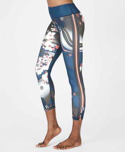 Contour 7/8 Workout Leggings, Beetle Blue Memories Print | Sweaty Betty