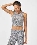 Kenza Power Crop Workout Tank, Infinity Blue Hexagon Print | Sweaty Betty