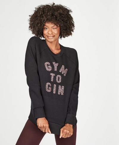 No Pain No Champagne Jumper, Black | Sweaty Betty