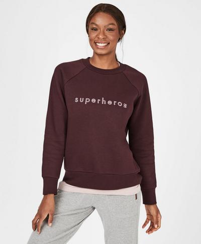 Crew Neck Sweatshirt, Black Cherry | Sweaty Betty