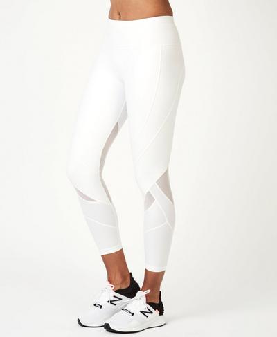 Power Mesh 7/8 Workout Leggings, White A | Sweaty Betty