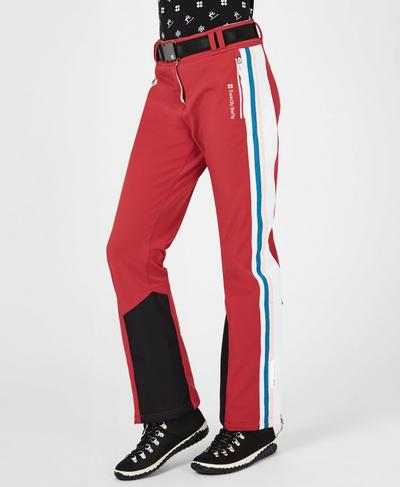 Moritz Softshell Slim Leg Snow Pants, Retro Red Colour Block | Sweaty Betty