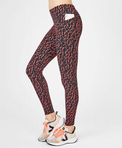 Zero Gravity High Waisted Running Leggings, Fluro Flash Leopard Print | Sweaty Betty