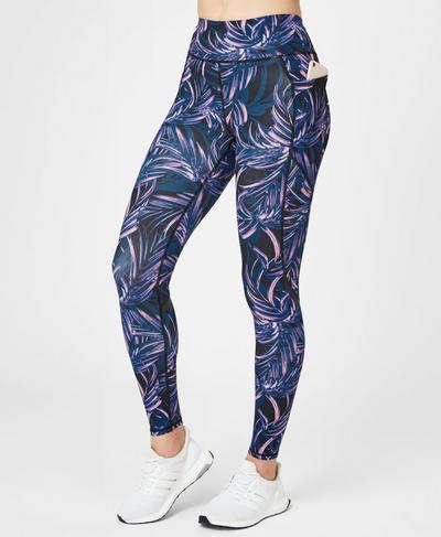 Zero Gravity High Waisted Running Leggings, Neon Palm Leaf Print | Sweaty Betty