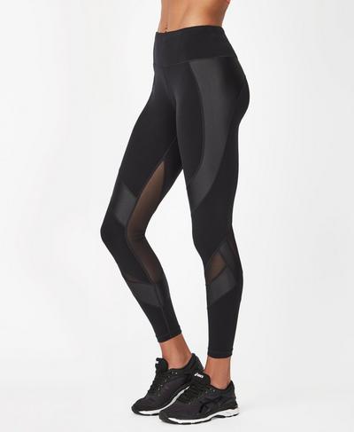 Power Mesh 7/8 Workout Leggings, Black | Sweaty Betty