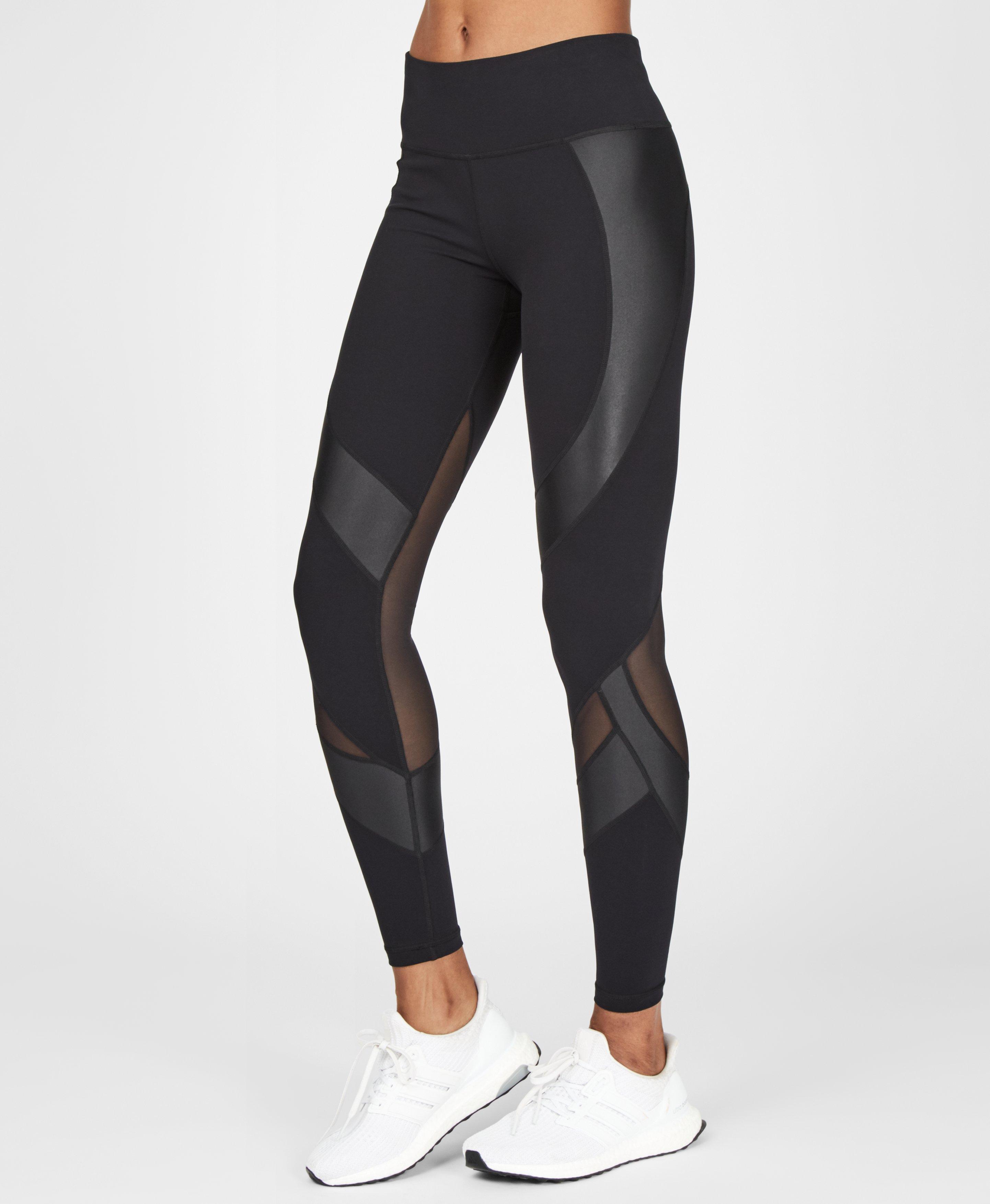 black gym leggings with mesh