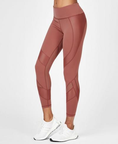 Power Mesh 7/8 Workout Leggings, RUST | Sweaty Betty