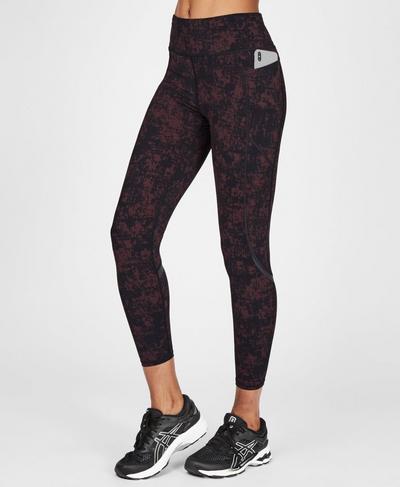 Zero Gravity High Waisted 7/8 Running Leggings, Black Cherry Concrete Print | Sweaty Betty
