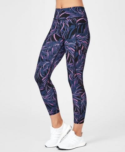 Zero Gravity High Waisted 7/8 Running Leggings, Neon Palm Leaf Print | Sweaty Betty