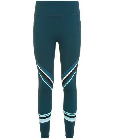 Zero Gravity High Waisted 7/8 Running Leggings, Midnight Teal Union Jack | Sweaty Betty