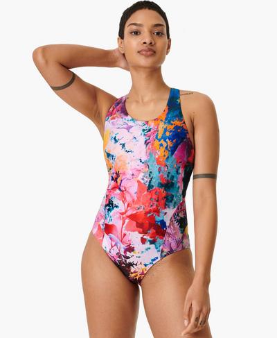 Springboard Swimsuit, Pink Coral Fish Print | Sweaty Betty