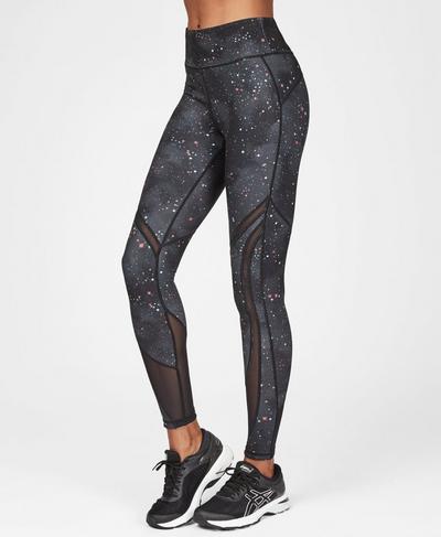 Reversible High Waisted Mesh Yoga Leggings, Space Race Ditsy Star Print | Sweaty Betty