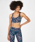 Circuit Zip Up Sports Bra, Blue Mystical Floral Print | Sweaty Betty