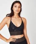 Embossed Feather Bralette, Black Embossed Feather Print | Sweaty Betty