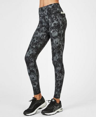 Power Workout Leggings, Monotone Pixelated Floral | Sweaty Betty