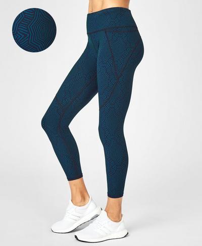 Power 7/8 Workout Leggings, Beetle Blue Interlinked Geo Print | Sweaty Betty