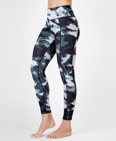 Reversible High Waisted Yoga Leggings, Black Cloud Print | Sweaty Betty