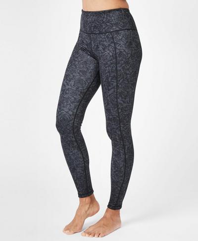 Reversible High Waisted Yoga Leggings, Black Rebel Roses Print | Sweaty Betty