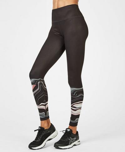 Reversible High Waisted Yoga Leggings, Still Water Wave Print | Sweaty Betty